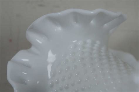 Vintage Fenton Hobnail Ruffled Crimped White Milk Glass Vase 3752 11