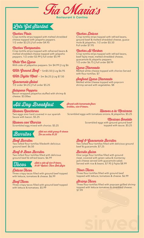 Local business in beaufort, south carolina. Tia Maria's menu in Houston, Texas, USA
