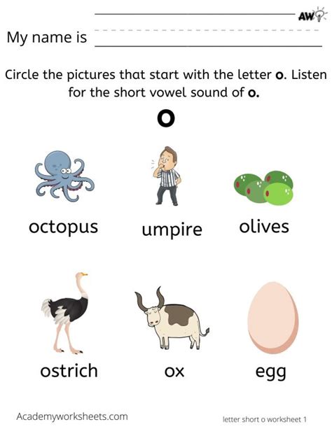 Learn The Letter O O Vowel Letters Of Alphabet Academy Worksheets