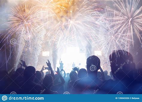 Crowd At Concert Stock Photo Image Of Holiday Fireworks 135043326