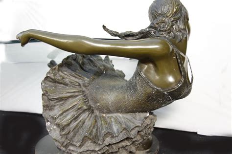 Fougera coffee table tables furniture decorus. Bronze Ballet Girl Coffee Table Glass Top Statue Ballerina