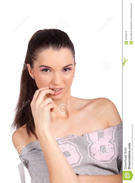 Mulher Sexy Que Toca Em Seus Bordos Imagem De Stock Imagem De Fresco Sensual 22706279