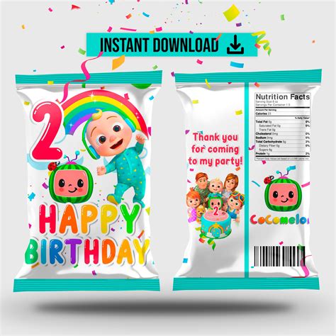Cocomelon Party Decor Printable Cocomelon Birthday Party Chip Bags