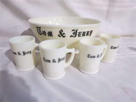 Vintage Mckee Hazel Atlas Custard Uranium Tom Jerry Bowl Cups