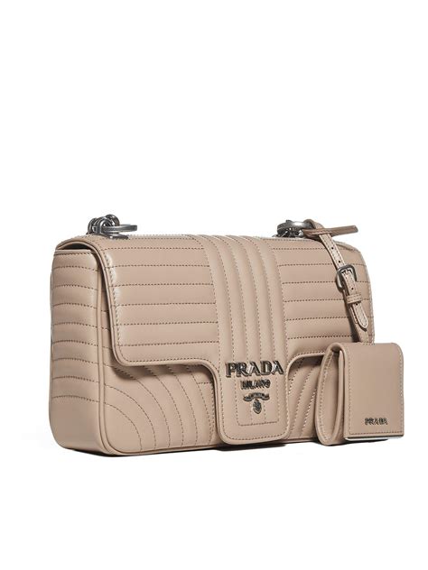 Prada Leather Medium Diagramme Shoulder Bag In Beige Natural Lyst