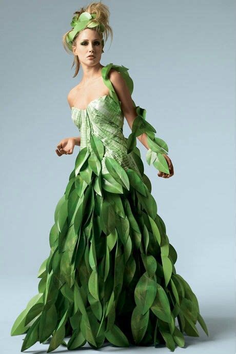 Creative Dress Made From Leaves Paper Fashion Floral Fashion Fashion