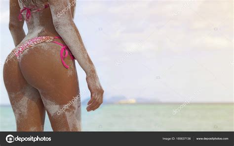 Big Sexy Sandy Black Womans Buttocks Girl Beach Sky Sea Stock Photo By Upslim