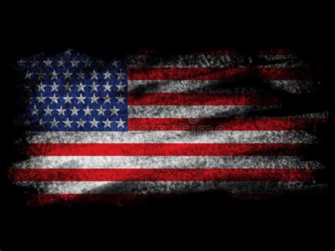 Fade American Flag Sur Blackground Noir Illustration Stock