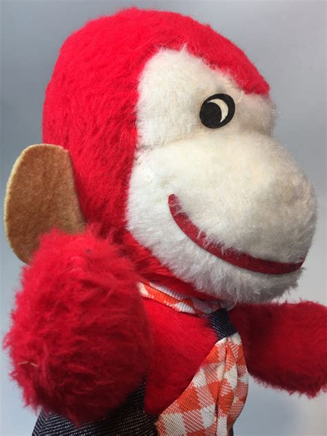 Rare Vintage Monkey Red Plush Chimp Stuffed Ape Animal Toy Etsy New