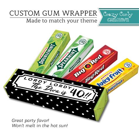 Custom Gum Wrapper Party Printable Label Gum Wrappers Etsy