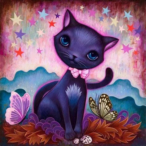 Pin By Beverly Aaron On Purple Cat Art Whimsical Art Painting