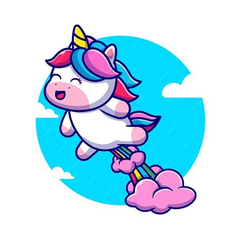 Premium Vector Cute Unicorn Poop Rainbow Cartoon Illustration