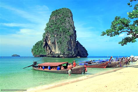 Download Wallpaper Sea Beach Boat Thailand Free Desktop