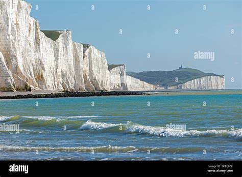 Cuckmere Haven, white cliffs The Seven Sisters, South Downs, England