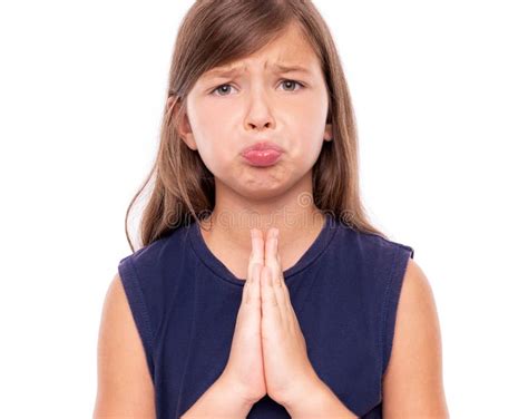 Little Girl Folded Her Hands In Prayer Stock Image Image Of Faith