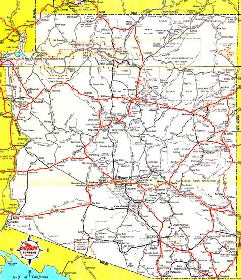 Arizona Road Map Hallsofavalon