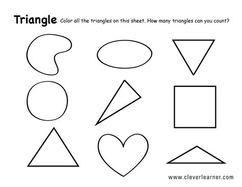 Free Triangle Shape Activity Worksheets For School Children