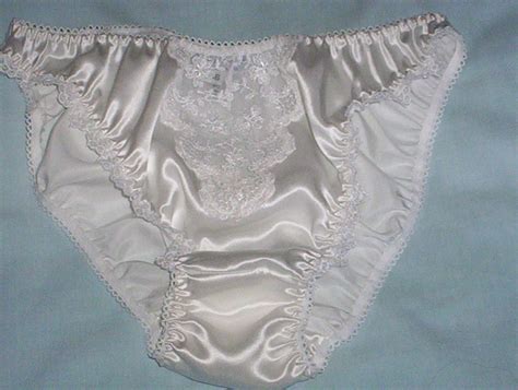White Silk Satin And Lace Panties In Uk Sizes 8 20