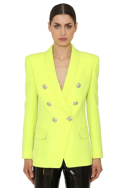 Double Breasted Gold Button Blazer Neon Limited Edition Long