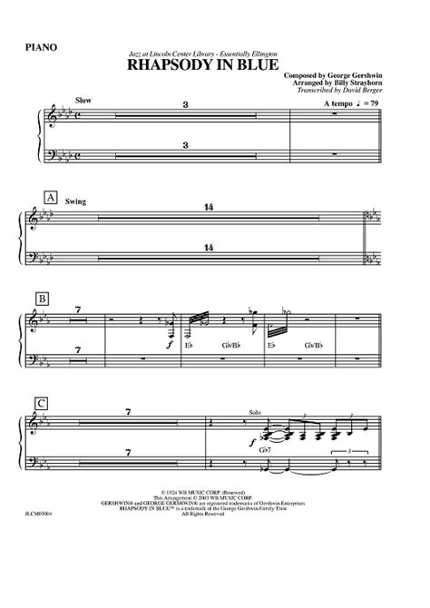 Rhapsody In Blue Piano Sheet Music For Jazz Ensemble Sheet Music Now