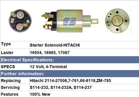 Starter Solenoid Hitachi Hitachi 2114 270067 76166 8118zm 78516954
