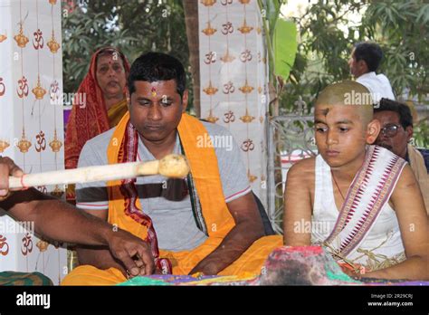 Hindu Brahmin Upanayana Or The Sacred Thread Ceremony His Entry Into