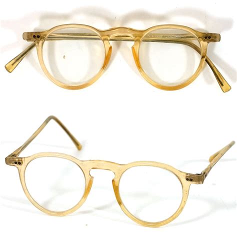 Vintage 1930s Clear Amber Celluloid Plastic Frame Eyeglasses Glasses Mens Ebay