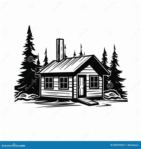 Simple Cabin Silhouette Vector High Contrast Realism For Logo Design
