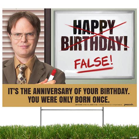 Prime Party Dwight Schrute Happy Birthday False The Office Yard Sign