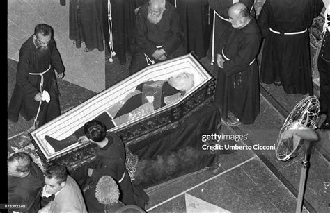 Corpse Of Padre Pio In A Coffin At The Sanctuary Of Saint Pio Of