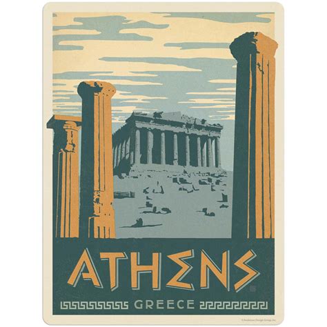 Athens Greece Parthenon Vinyl Sticker Retro Planet