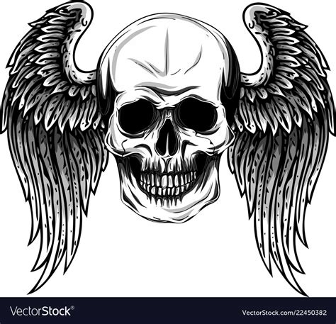 Human Skull With Wings For Tattoo Design Vector Image