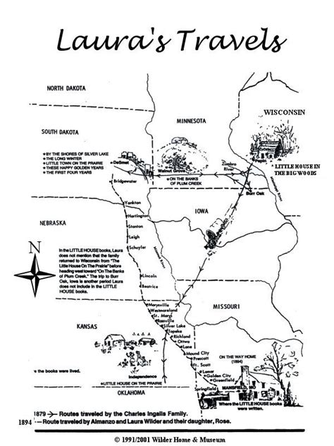 Laura Ingalls Wilder Map Of Travels Printable Maps Online