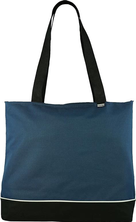 Shoulder Tote Bag With Zipper Navy Travel Totes