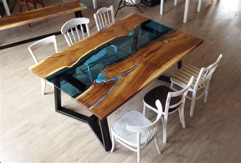 Resin river, live edge wood table, live edge coffee table, example of custom work, live edge sofa table, handcrafted, handmade, rustic. Live edge river dining table with bench - Fine Wooden Creations | Dining table with bench ...