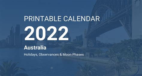Printable Calendar 2022 For Australia Pdf