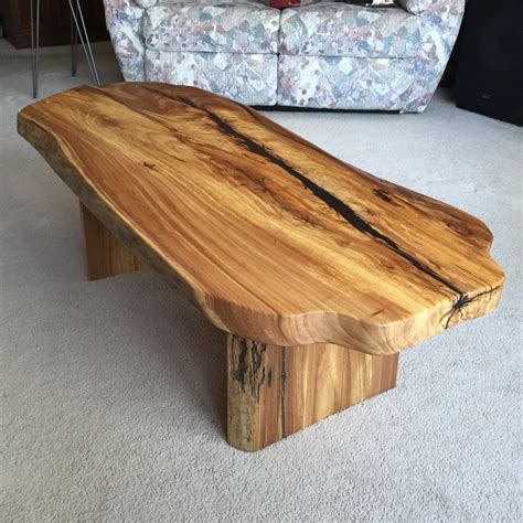 Unique Live Edge Coffee Table With Live Edge Wood Slab Legs
