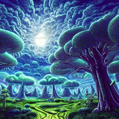 Illustration Of A Surreal Otherworldly Hyper Sky Scene Featuri