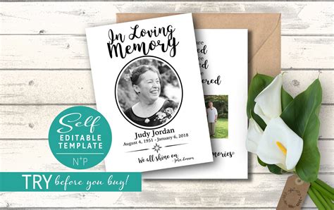 Celebration Of Life Template Funeral Announcement Memorial Etsy