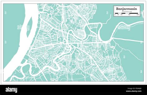 Banjarmasin Indonesia City Map In Retro Style Outline Map Vector