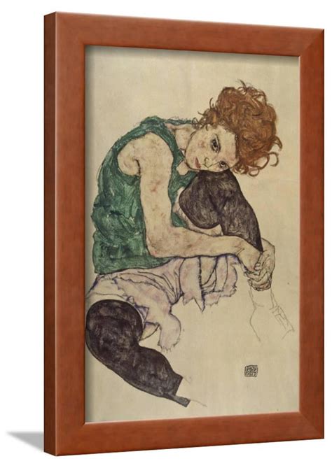 Seated Woman With Bent Knee 1917 Framed Print Wall Art By Egon Schiele