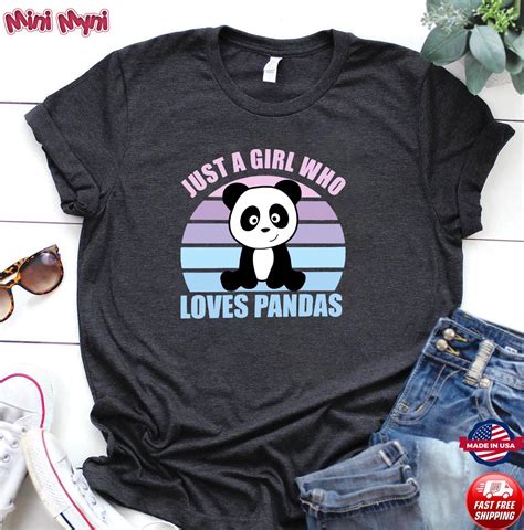 Vintage Retro Just A Girl Who Loves Pandas Shirt Hoodie Sweater Long