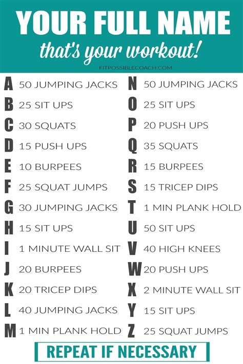 Your Full Name Workout Spell Out Your Name And You Got Your Workout