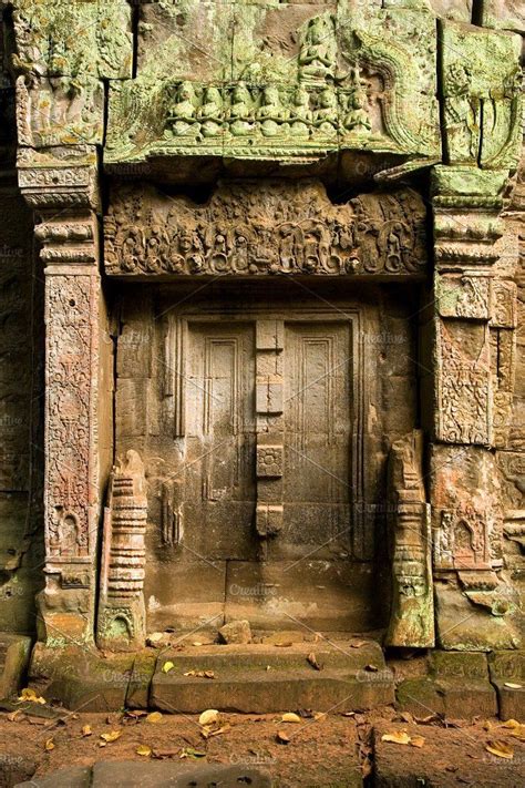 Ancient Blind Door Temple Ruins Ta Prohm Temple Ancient Architecture