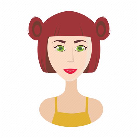 Cartoon Face Fashion Female Girl Hair Ponytails Icon Download