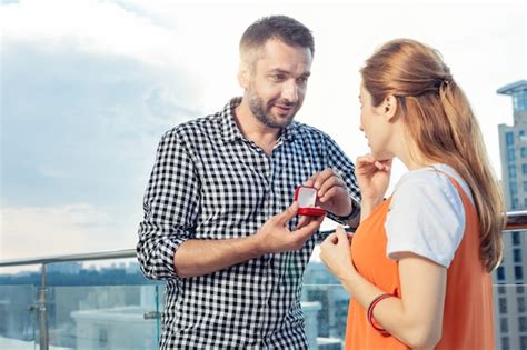 Premium Photo Marriage Proposal Happy Handsome Man Offering His