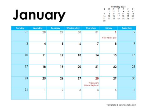 2021 Malaysia Monthly Calendar Colorful Design Free Printable Templates