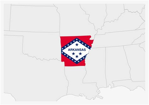 Us State Arkansas Map Highlighted In Arkansas Flag Colors Vector Art At Vecteezy