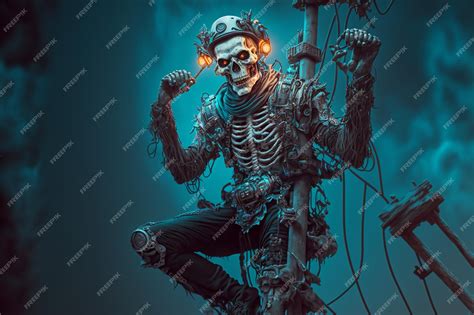 Premium Ai Image Arafed Skeleton With A Microphone And A Microphone