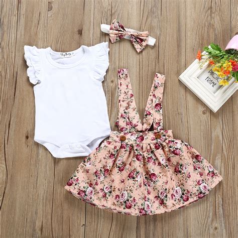 2021 Summer Newborn Baby Girl Clothes Set Short Sleeve Romper Floral